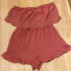 Off-Shoulder Eyelet Romper